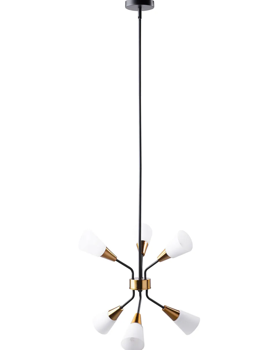 Beliani Riippuvalaisin 6 Polttimoa Metalli Valkoinen/Kulta Aroyo Flash Sale