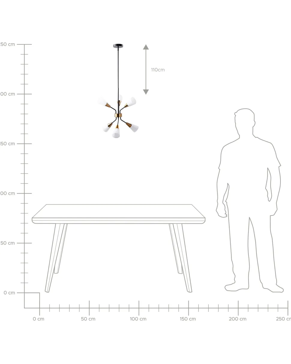 Beliani Riippuvalaisin 6 Polttimoa Metalli Valkoinen/Kulta Aroyo Flash Sale
