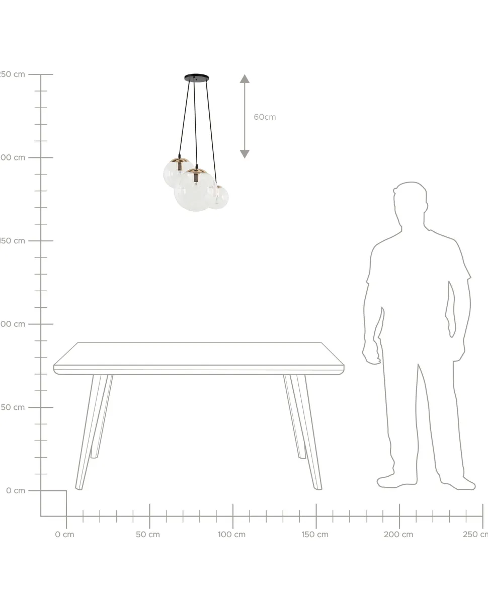 Beliani Riippuvalaisin 3 Polttimoa Lasi Kirkas Ladon Cheap