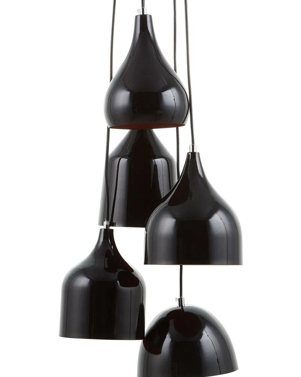 Beliani Riippuvalaisin 5 Polttimoa Metalli Musta Savio Hot