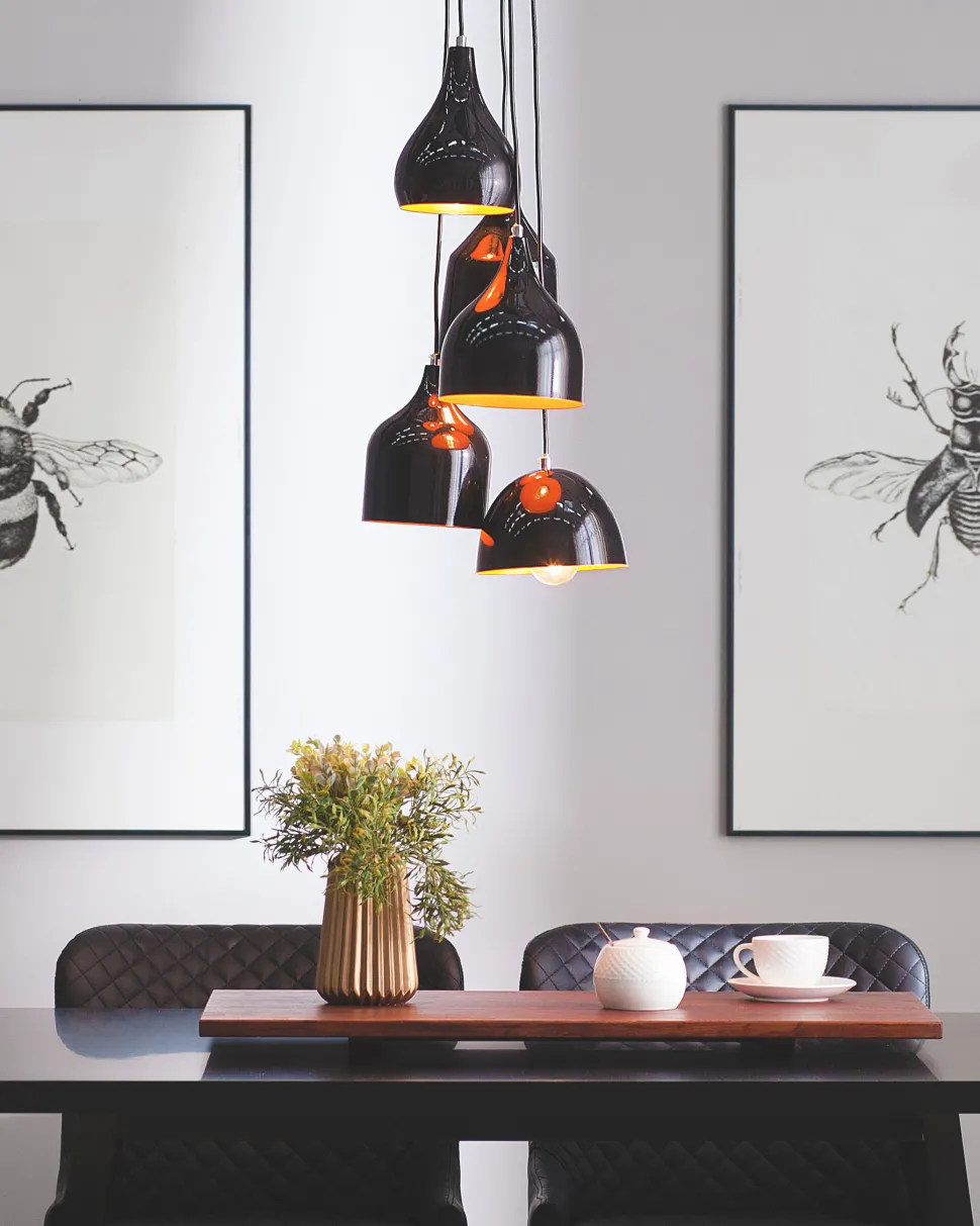 Beliani Riippuvalaisin 5 Polttimoa Metalli Musta Savio Hot