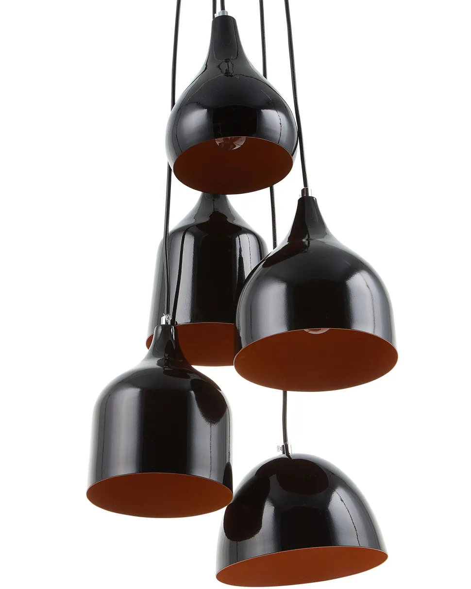 Beliani Riippuvalaisin 5 Polttimoa Metalli Musta Savio Hot