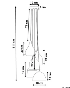 Beliani Riippuvalaisin 5 Polttimoa Metalli Musta Savio Hot