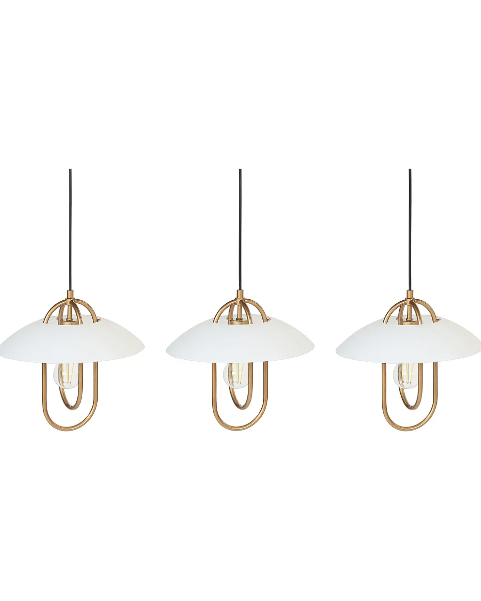 Beliani Riippuvalaisin 3 Polttimoa Metalli Kulta/Valkoinen Nattai Flash Sale