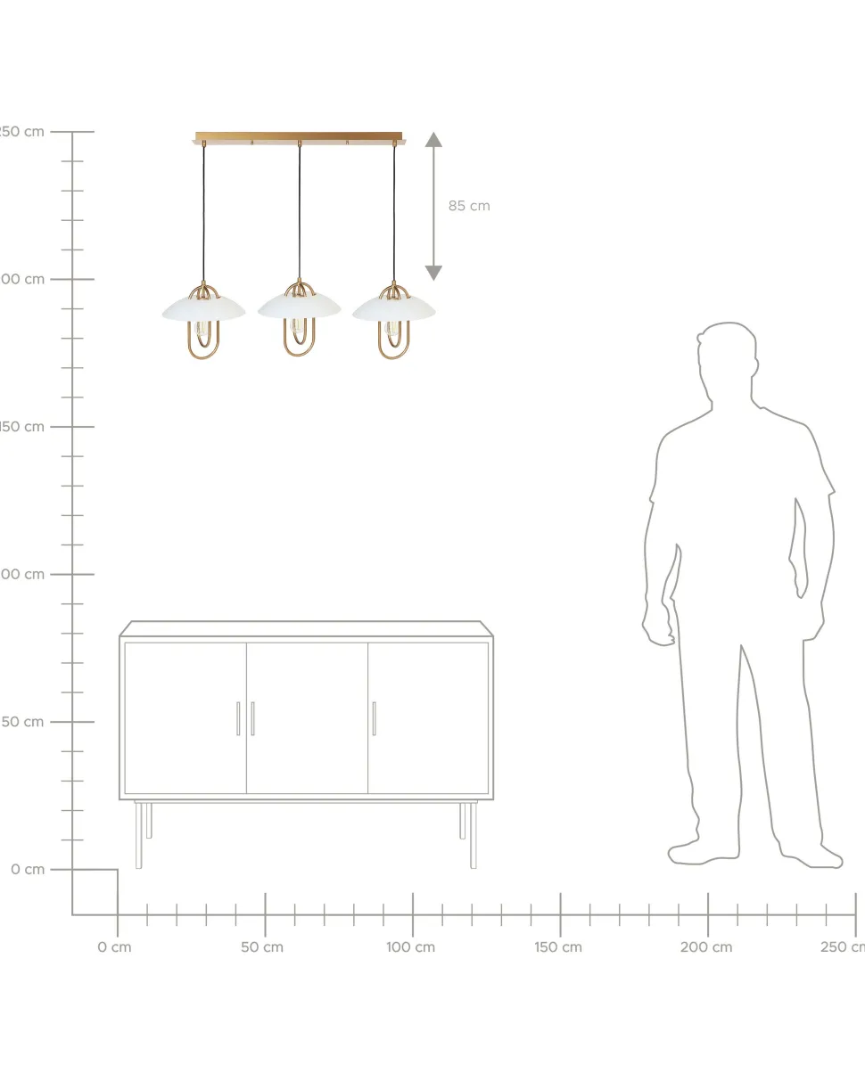 Beliani Riippuvalaisin 3 Polttimoa Metalli Kulta/Valkoinen Nattai Flash Sale