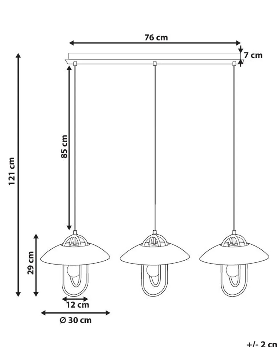 Beliani Riippuvalaisin 3 Polttimoa Metalli Kulta/Valkoinen Nattai Flash Sale