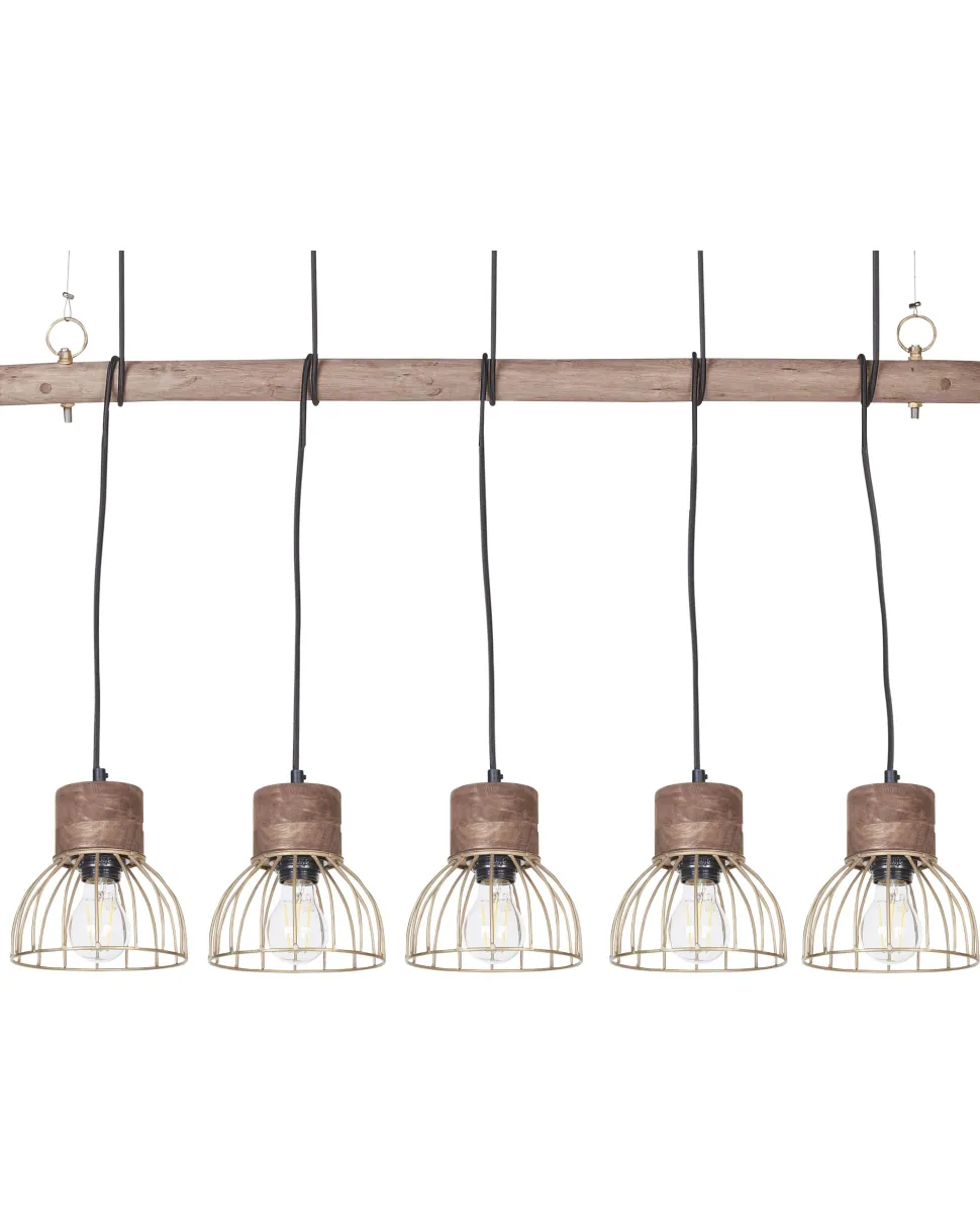 Beliani Riippuvalaisin 5 Polttimoa Vaalea Puu/Messinki Varada New