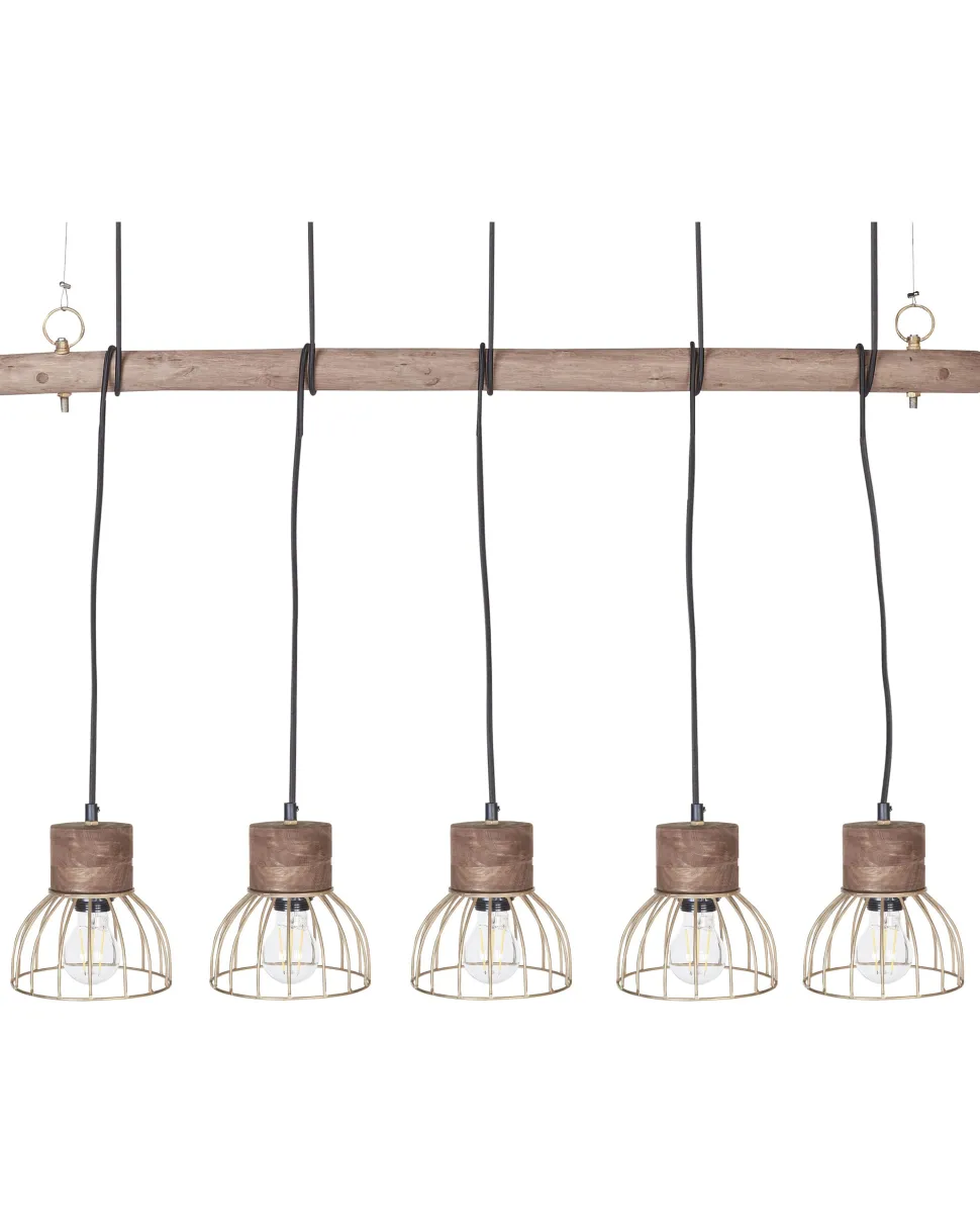 Beliani Riippuvalaisin 5 Polttimoa Vaalea Puu/Messinki Varada New