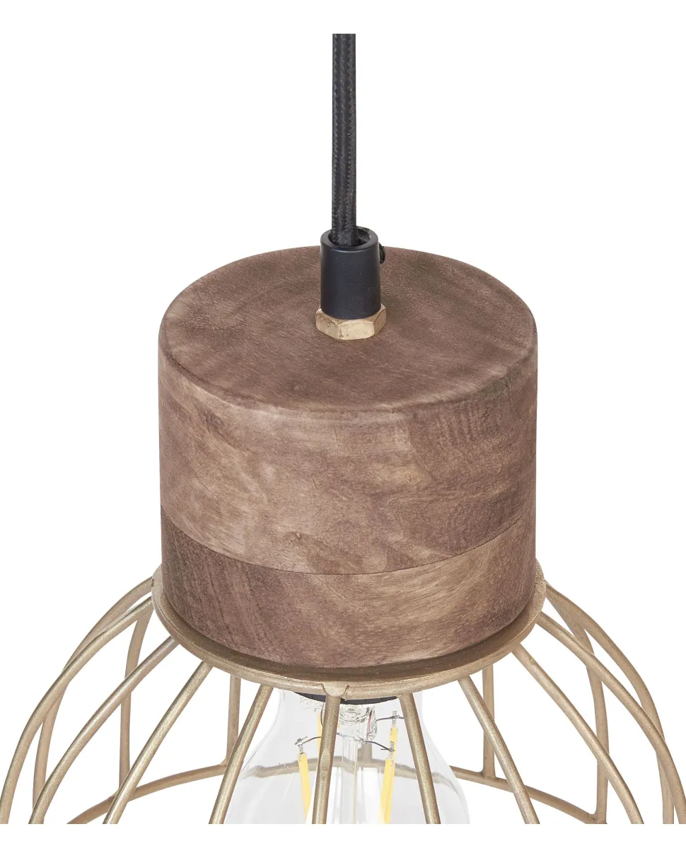 Beliani Riippuvalaisin 5 Polttimoa Vaalea Puu/Messinki Varada New