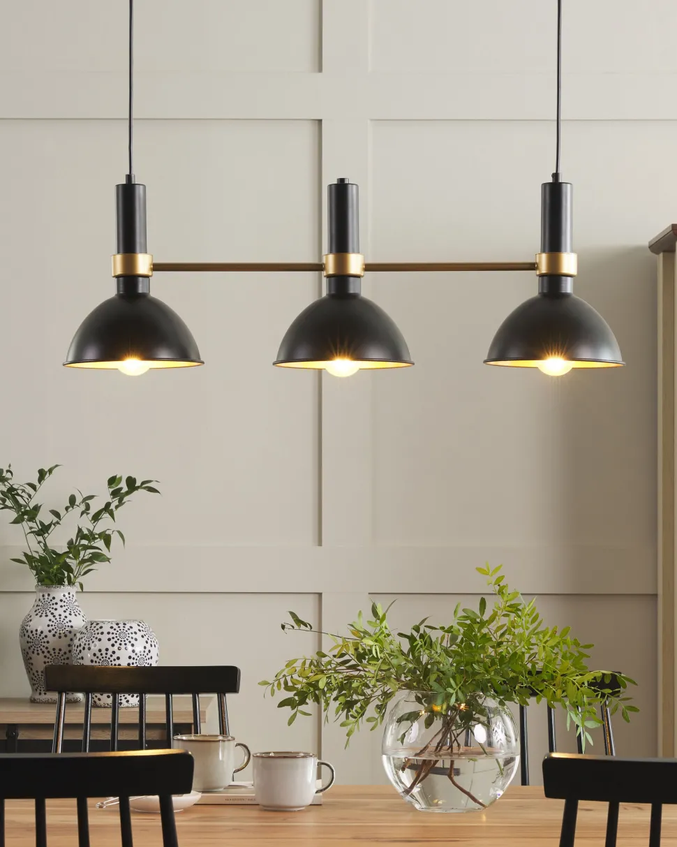 Beliani Riippuvalaisin 3 Polttimoa Metalli Musta/Kulta Beles Flash Sale