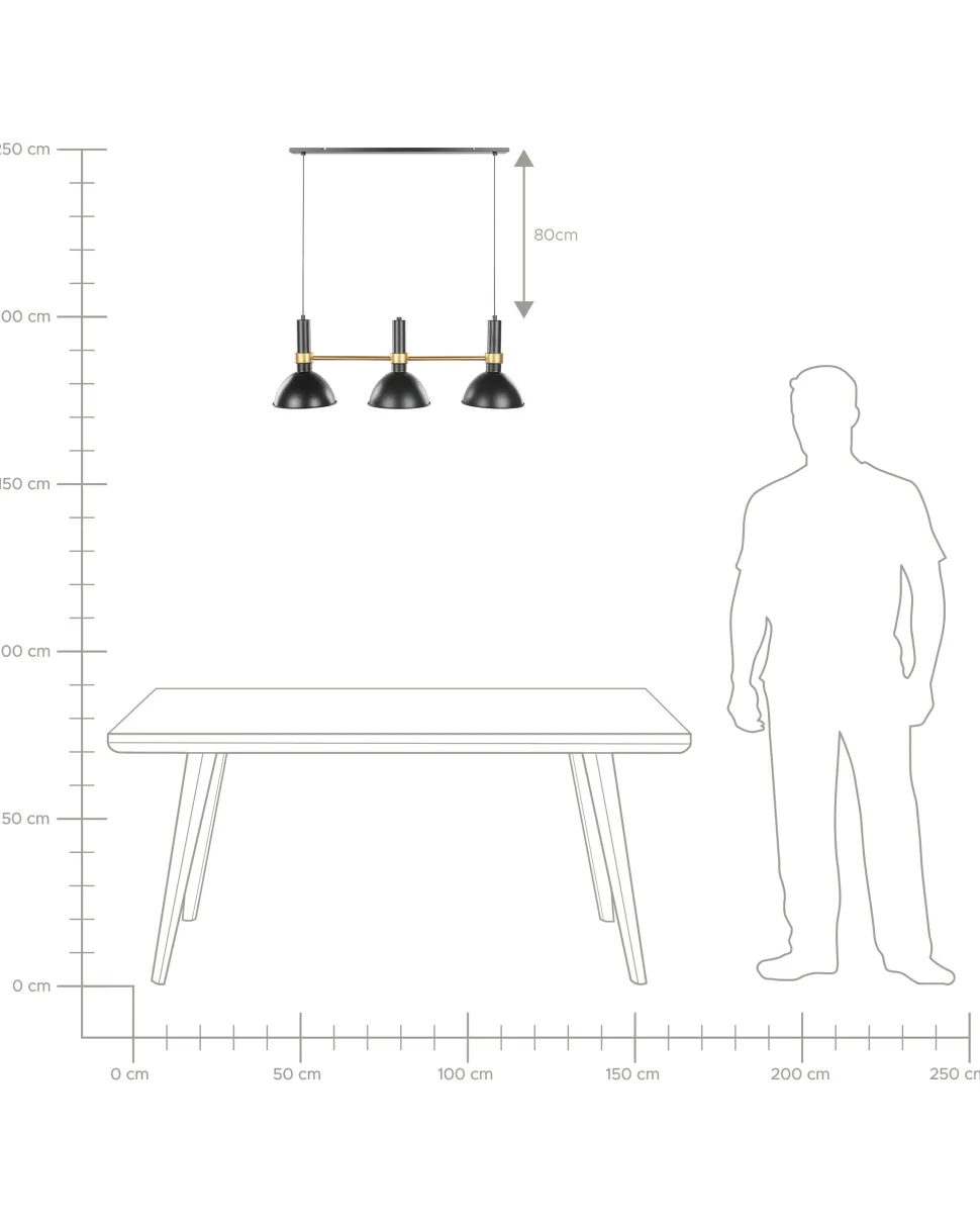 Beliani Riippuvalaisin 3 Polttimoa Metalli Musta/Kulta Beles Flash Sale