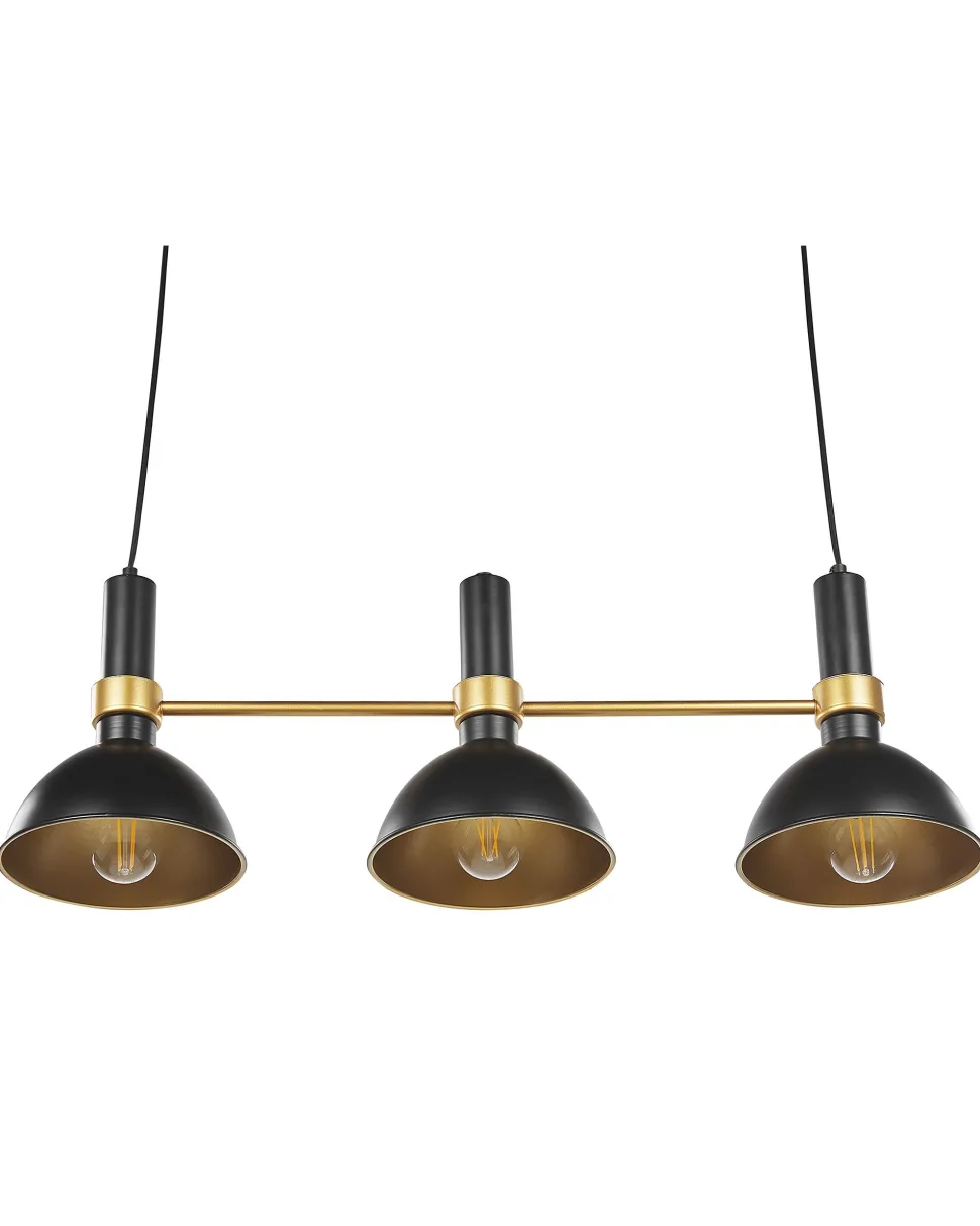 Beliani Riippuvalaisin 3 Polttimoa Metalli Musta/Kulta Beles Flash Sale
