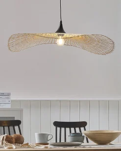 Beliani Riippuvalaisin Bambu Iso Vaalea Puu Floyd Sale