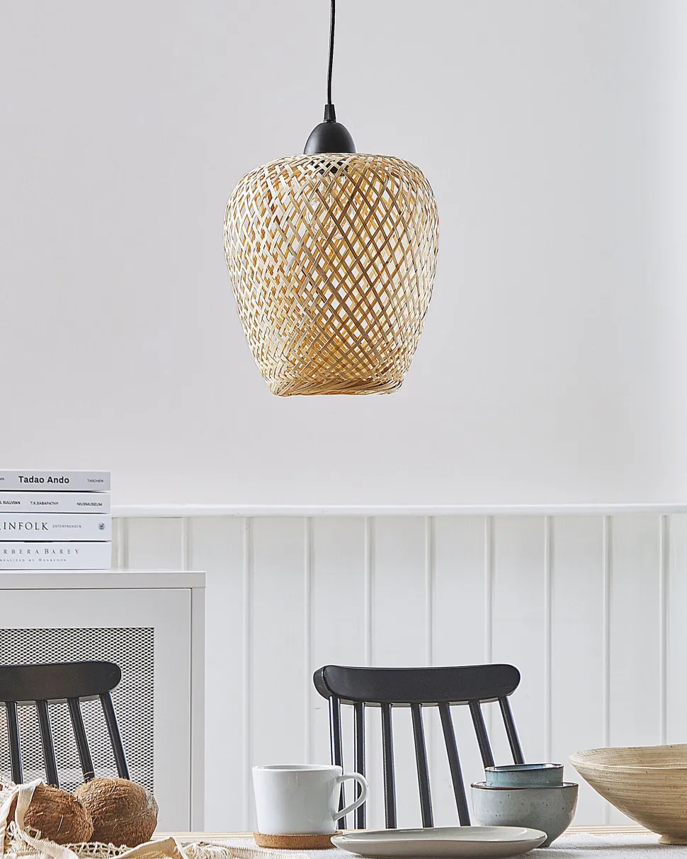 Beliani Riippuvalaisin Bambu Vaalea Puu Bomu Store