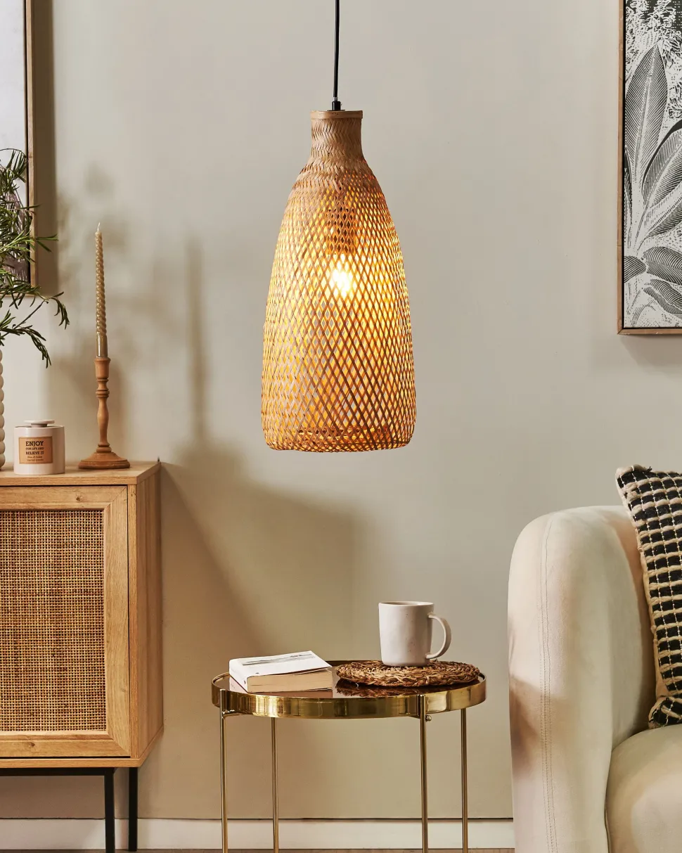 Beliani Riippuvalaisin Bambu Vaalea Puu Lwela Cheap