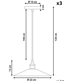 Beliani Riippuvalaisin Metalli Pieni Musta/Kupari 3 Kpl Swift Online