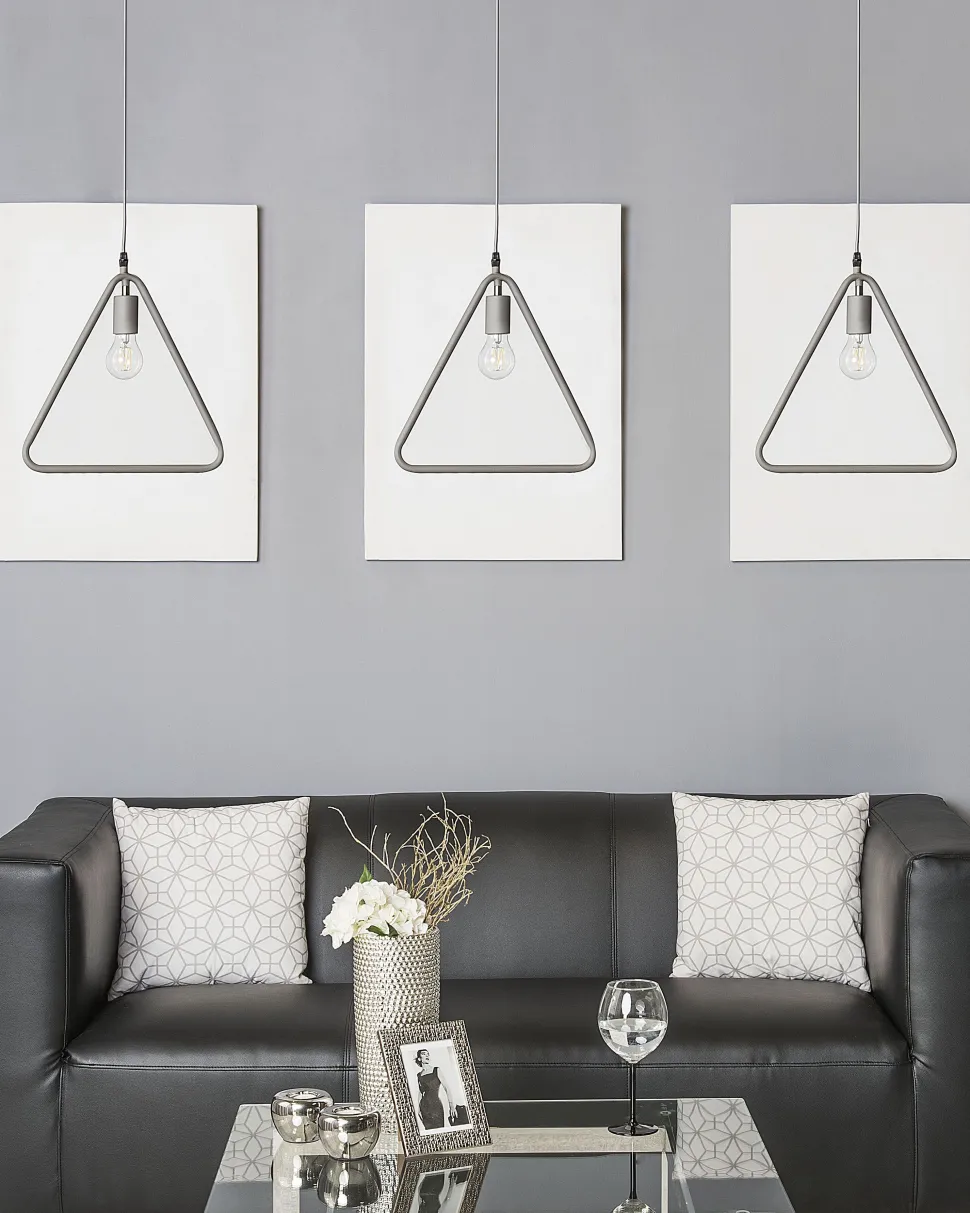 Beliani Riippuvalaisin Metalli Vaaleanharmaa 3 Kpl Juruena Outlet