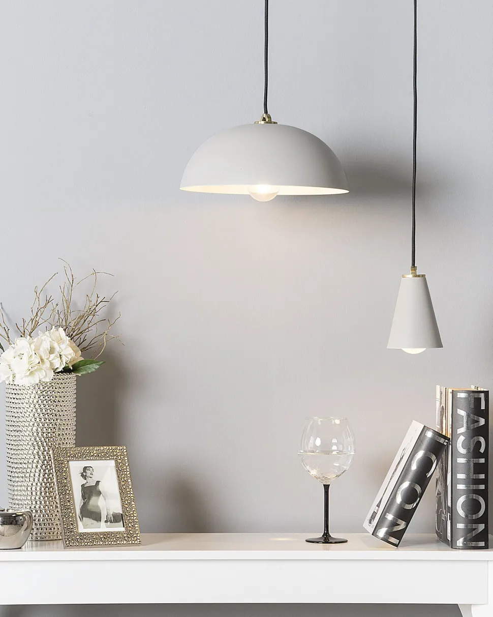 Beliani Riippuvalaisin Metalli Vaaleanharmaa Cares Outlet