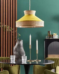 Beliani Riippuvalaisin Rottinki Sinapinkeltainen/Luonnonvari Batali Best