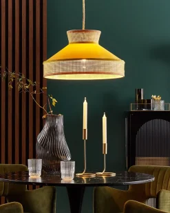 Beliani Riippuvalaisin Rottinki Sinapinkeltainen/Luonnonvari Batali Best