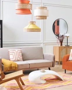 Beliani Riippuvalaisin Rottinki Sinapinkeltainen/Luonnonvari Batali Best