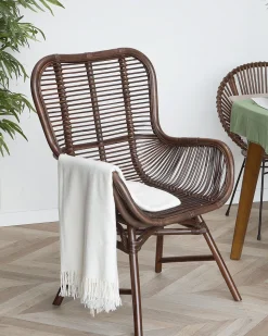 Beliani Rottinkituoli Tummanruskea Togo Clearance