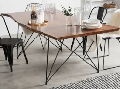 Beliani Ruokapoyta Akaasia Tumma Puu/Musta 200 X 100 Cm Mumbai Cheap