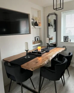 Beliani Ruokapoyta Akaasia Vaalea Puu/Musta 180 X 90 Cm Jaipur Hot