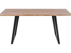 Beliani Ruokapoyta Akaasia Vaalea Puu/Musta 180 X 90 Cm Jaipur Hot