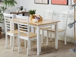 Beliani Ruokapoyta Jatkettava Kumipuu Vaalea Puu/Valkoinen 120/150 X 75 Cm Houston Discount