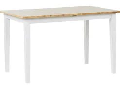 Beliani Ruokapoyta Jatkettava Kumipuu Vaalea Puu/Valkoinen 120/150 X 75 Cm Houston Discount