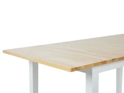 Beliani Ruokapoyta Jatkettava Kumipuu Vaalea Puu/Valkoinen 120/150 X 75 Cm Houston Discount