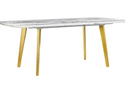 Beliani Ruokapoyta Jatkettava Marmorikuvio Valkoinen/Kulta 160/200 X 90 Cm Mosby Cheap