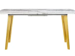 Beliani Ruokapoyta Jatkettava Marmorikuvio Valkoinen/Kulta 160/200 X 90 Cm Mosby Cheap
