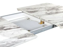 Beliani Ruokapoyta Jatkettava Marmorikuvio Valkoinen/Kulta 160/200 X 90 Cm Mosby Cheap