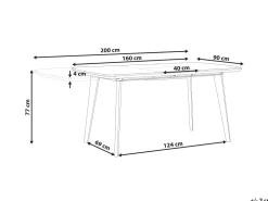 Beliani Ruokapoyta Jatkettava Marmorikuvio Valkoinen/Kulta 160/200 X 90 Cm Mosby Cheap