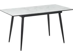 Beliani Ruokapoyta Jatkettava Marmorikuvio Valkoinen/Musta 120/150 X 80 Cm Eftalia Best Sale