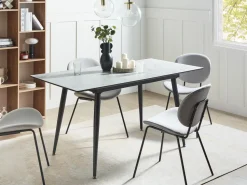 Beliani Ruokapoyta Jatkettava Marmorikuvio Valkoinen/Musta 120/150 X 80 Cm Eftalia Best Sale