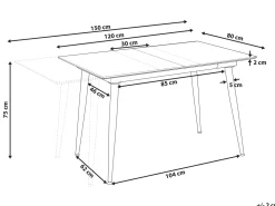 Beliani Ruokapoyta Jatkettava Marmorikuvio Valkoinen/Musta 120/150 X 80 Cm Eftalia Best Sale