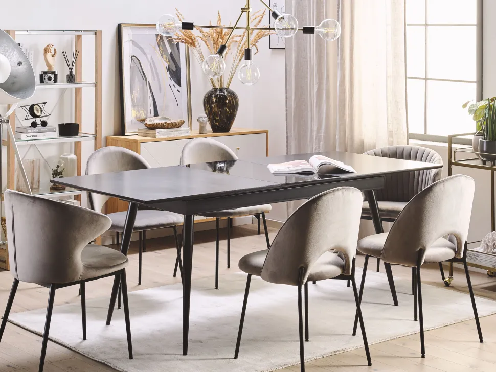 Beliani Ruokapoyta Jatkettava Musta 160/200 X 90 Cm Maldon Best