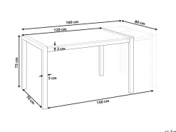 Beliani Ruokapoyta Jatkettava Musta 120/160 X 80 Cm Granada Sale