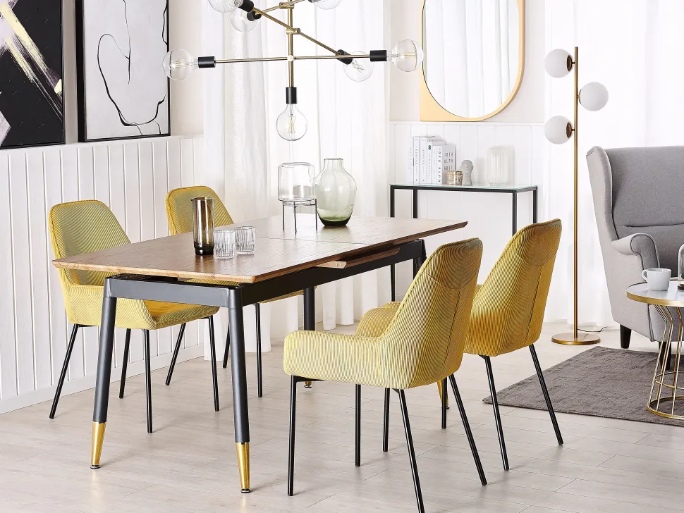 Beliani Ruokapoyta Jatkettava Tumma Puu/Musta 160/200 X 90 Cm California Best