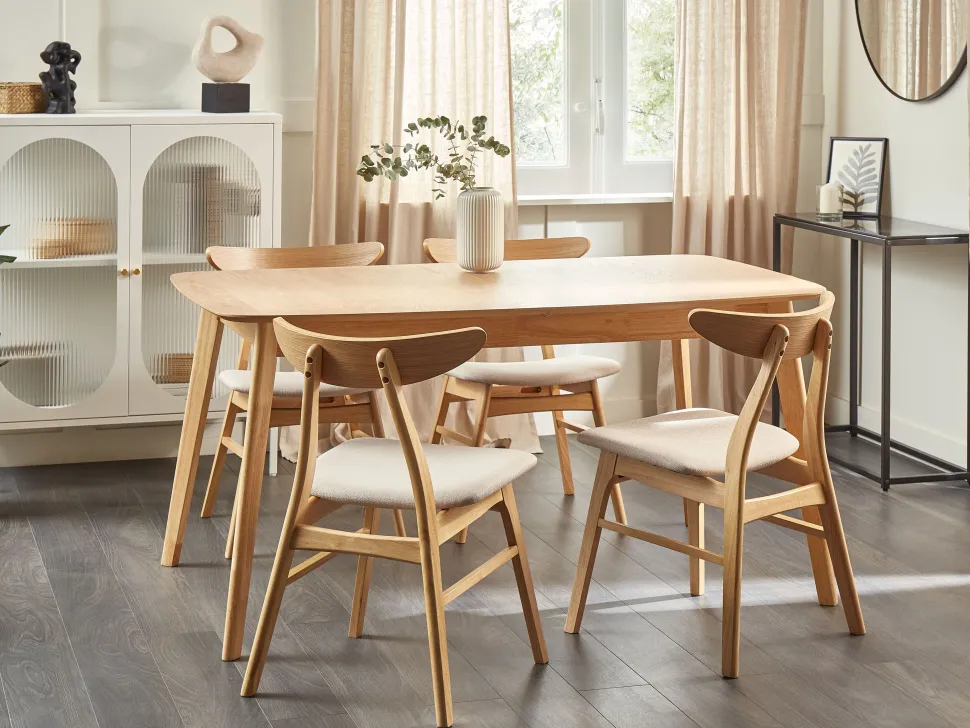 Beliani Ruokapoyta Jatkettava Vaalea Puu 150/190 X 90 Cm Madox Store