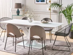 Beliani Ruokapoyta Jatkettava Valkoinen 160/200 X 90 Cm Saltum Outlet