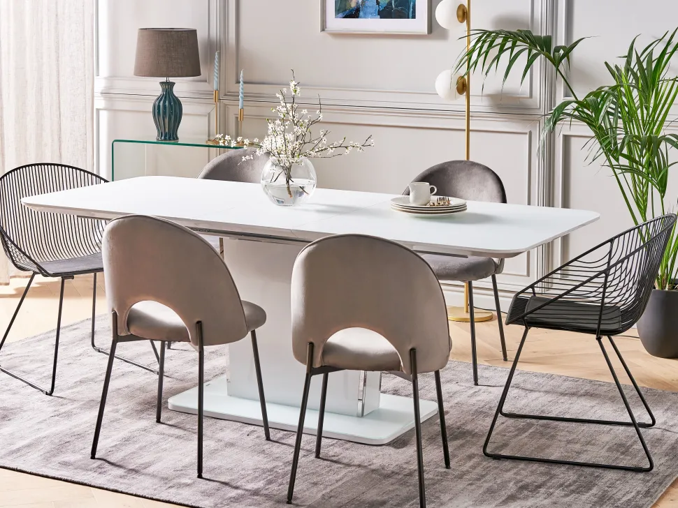 Beliani Ruokapoyta Jatkettava Valkoinen 160/200 X 90 Cm Sunds Best Sale