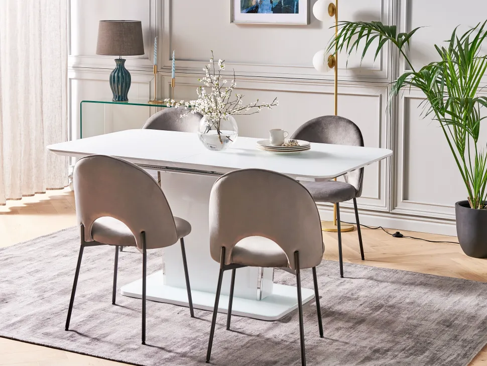 Beliani Ruokapoyta Jatkettava Valkoinen 160/200 X 90 Cm Sunds Best Sale