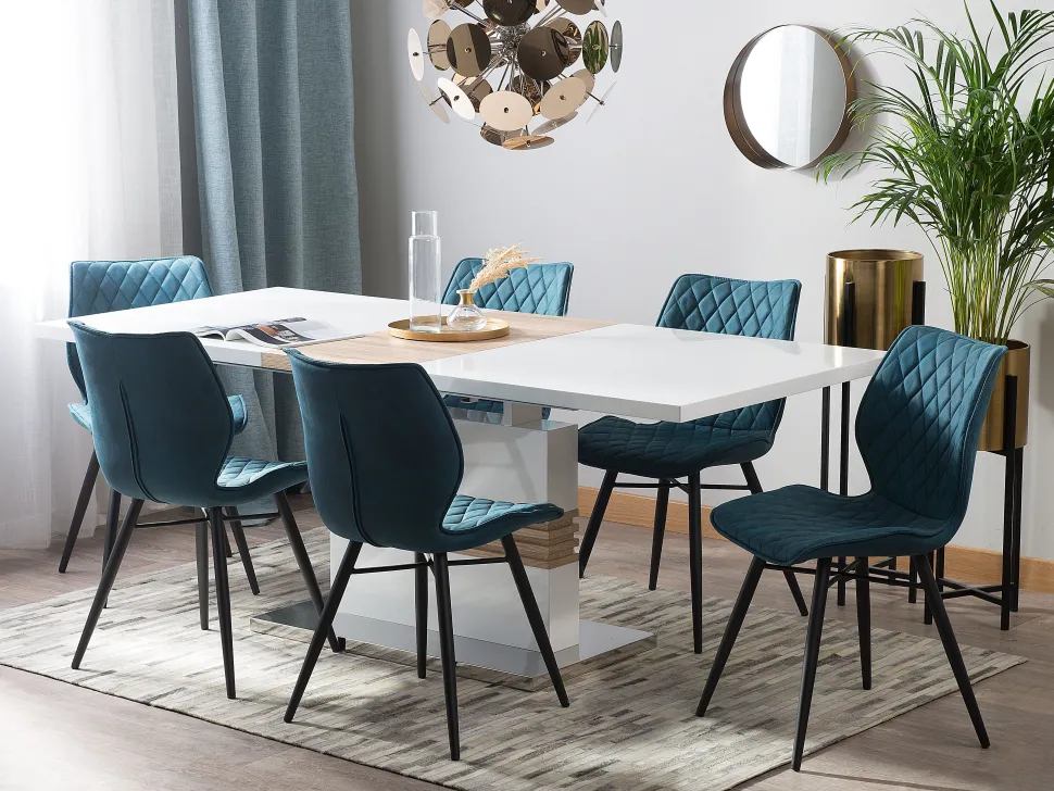 Beliani Ruokapoyta Jatkettava Valkoinen 160/200 X 90 Cm Santana Shop