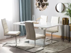 Beliani Ruokapoyta Jatkettava Valkoinen 160/200 X 90 Cm Santana Shop