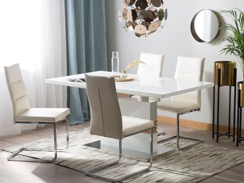 Beliani Ruokapoyta Jatkettava Valkoinen 160/200 X 90 Cm Santana Shop