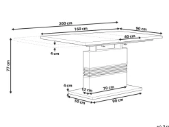 Beliani Ruokapoyta Jatkettava Valkoinen 160/200 X 90 Cm Santana Shop